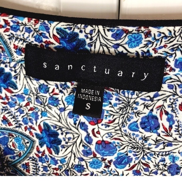 SANCTUARY BLOUSE, BOHO RED/WHITE/ BLUE SANCTUARY BLOUSE 0765 - Picture 4 of 4